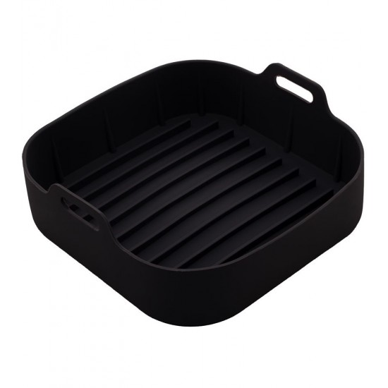 Forma 20x9cm Quadrada De Silicone Para Air Fryer Preta